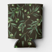 Rafraîchisseur Pour Canette Aquarelle des branches d'olive en noir (Devant)