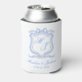 Rafraîchisseur Pour Canette Aquarelle Designer Blue Monogram Crest Favoriser (Can Dos)