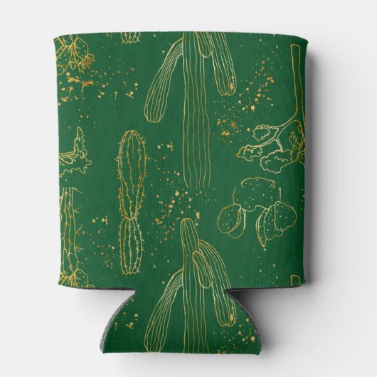 Rafraîchisseur Pour Canette Aquarelle dorée Cactus (Dos)