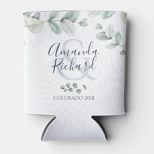 Rafraîchisseur Pour Canette Aquarelle Eucalyptus Mariage Can Cooler (Devant)