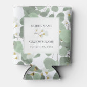 Rafraîchisseur Pour Canette Aquarelle Eucalyptus Mariage de fleurs vertes (Devant)