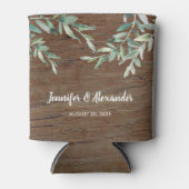 Rafraîchisseur Pour Canette Aquarelle feuille bois rustique Bride Groom Mariag (Devant)