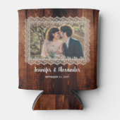 Rafraîchisseur Pour Canette Aquarelle feuille rustique en dentelle de bois mar (Devant)