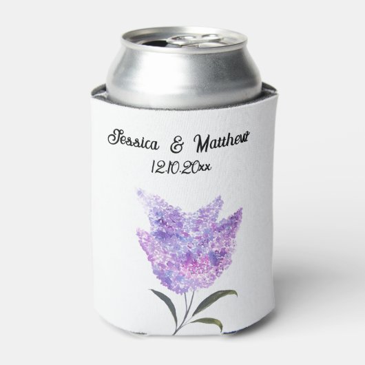 Rafraîchisseur Pour Canette Aquarelle fleurie violette Lilac Mariages (Can devant)