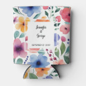 Rafraîchisseur Pour Canette Aquarelle fleurs botaniques marié marié Mariage (Devant)