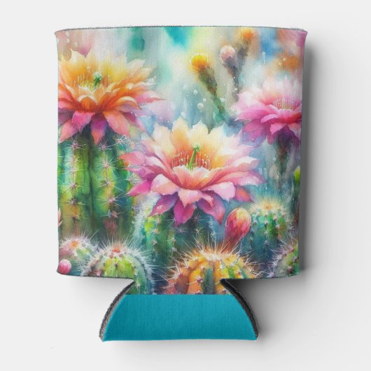 Rafraîchisseur Pour Canette Aquarelle Flower Cactus Succulents (Devant)