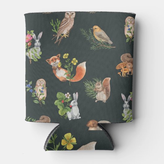 Rafraîchisseur Pour Canette Aquarelle Forêt Animaux : Mignonne sans joint (Devant)