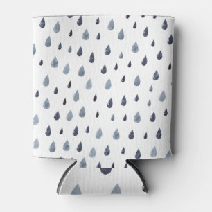 Rafraîchisseur Pour Canette Aquarelle gouttes de pluie, indigo motif sans soud