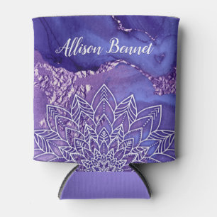 Rafraîchisseur Pour Canette Aquarelle Mandala Blanc Violet Demoiselle d'Honneu