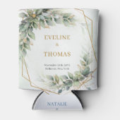 Rafraîchisseur Pour Canette Aquarelle mariage vert poussiéreux et paillettes d (Devant)