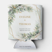 Rafraîchisseur Pour Canette Aquarelle mariage vert poussiéreux et paillettes d (Dos)