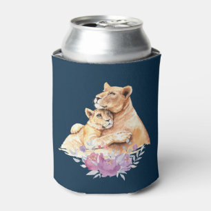 Rafraîchisseur Pour Canette Aquarelle mignonne Mère Lion & Cub