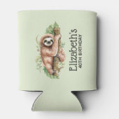 Rafraîchisseur Pour Canette Aquarelle mignonne Sloth & Feuilles tropicaux Anni (Dos)