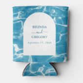 Rafraîchisseur Pour Canette Aquarelle moderne Blue Ocean Beach Mariage (Devant)