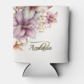 Rafraîchisseur Pour Canette Aquarelle Monogram Party Boho rose Fleur Élégant (Devant)