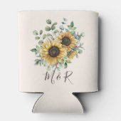 Rafraîchisseur Pour Canette Aquarelle monogramme Vintage Tournesol rustique (Dos)