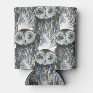 Rafraîchisseur Pour Canette Aquarelle motif, grande description de chouette