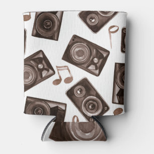 Rafraîchisseur Pour Canette Aquarelle Musique Haut-parleurs Sepia Motif