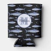 Rafraîchisseur Pour Canette Aquarelle noire et bleu requin 🦈 (Devant)