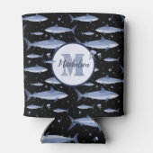 Rafraîchisseur Pour Canette Aquarelle noire et bleu requin 🦈 (Dos)