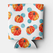 Rafraîchisseur Pour Canette Aquarelle orange Citrouille bleu Pois (Devant)
