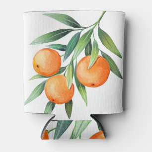 Rafraîchisseur Pour Canette Aquarelle Orange Fruits : Branches Isolées.