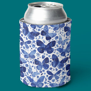 Rafraîchisseur Pour Canette Aquarelle papillon Bleu Can Cooler