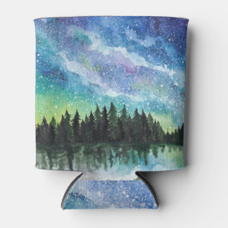Rafraîchisseur Pour Canette Aquarelle paysage nocturne, Voie Lactée