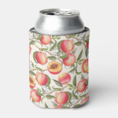 Rafraîchisseur Pour Canette Aquarelle pêche, motif floral transparent. (Can devant)