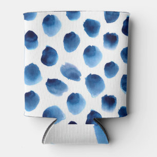Rafraîchisseur Pour Canette Aquarelle Points Bleus : Peint à la main sans cout