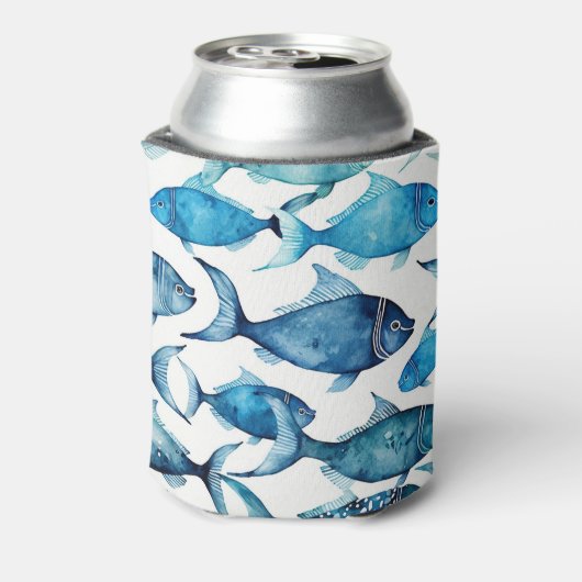 Rafraîchisseur Pour Canette Aquarelle poisson bleu | Manches à boisson Ocean C (Can Dos)
