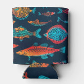 Rafraîchisseur Pour Canette Aquarelle Poissons : Bleu Profond Sans Mer (Dos)