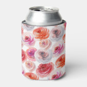 Rafraîchisseur Pour Canette Aquarelle rose : Motif Floral sans joint. (Can devant)