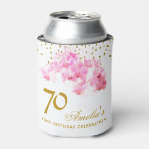 Rafraîchisseur Pour Canette Aquarelle rose orchidée Parties scintillant or 70e