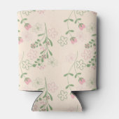 Rafraîchisseur Pour Canette Aquarelle rose vert floral Boisson botanique (Dos)