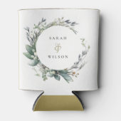 Rafraîchisseur Pour Canette Aquarelle rustique Mariage de serrure vert feuilla (Devant)