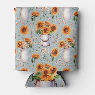 Rafraîchisseur Pour Canette Aquarelle Rustique Sunny, Motif sans couture.