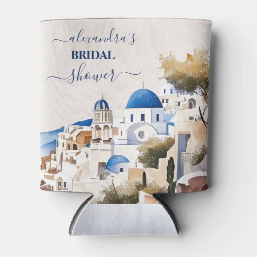 Rafraîchisseur Pour Canette Aquarelle Santorini Destination Bride (Devant)