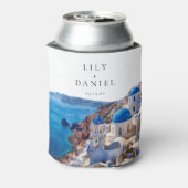 Rafraîchisseur Pour Canette Aquarelle Santorini Grèce Destination Mariage (Can Dos)