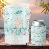 Rafraîchisseur Pour Canette Aquarelle Surf d'été Boisson