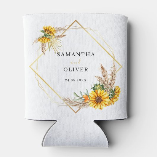 Rafraîchisseur Pour Canette Aquarelle Tournesol Rustique Mariage peut refroidi (Dos)