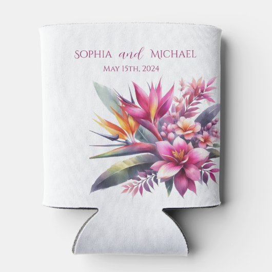 Rafraîchisseur Pour Canette Aquarelle Tropical Bliss-Mariage-Merci- (Dos)