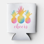 Rafraîchisseur Pour Canette Aquarelle Tropical Pineapple Rose Rainbow (Devant)