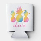 Rafraîchisseur Pour Canette Aquarelle Tropical Pineapple Rose Rainbow (Dos)