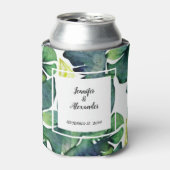 Rafraîchisseur Pour Canette Aquarelle tropicale feuille mariée Mariage (Can devant)