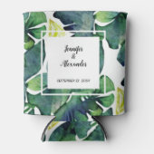 Rafraîchisseur Pour Canette Aquarelle tropicale feuille mariée Mariage (Devant)