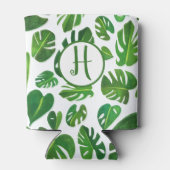 Rafraîchisseur Pour Canette Aquarelle Tropicale Monstera Blanc Vert CUSTOM (Dos)