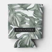 Rafraîchisseur Pour Canette Aquarelle tropicale Oasis moderne Feuille Motif (Devant)