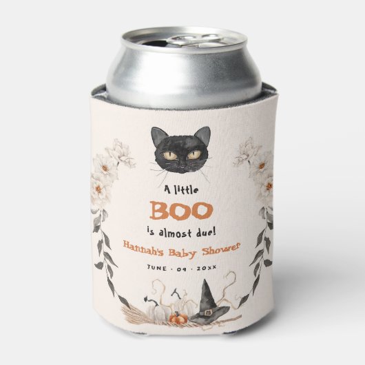 Rafraîchisseur Pour Canette Aquarelle Un Petit Baby shower Boo Halloween (Can devant)