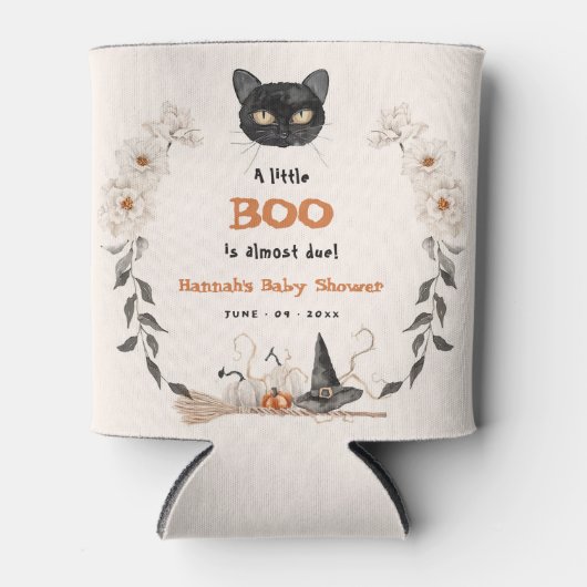 Rafraîchisseur Pour Canette Aquarelle Un Petit Baby shower Boo Halloween (Devant)